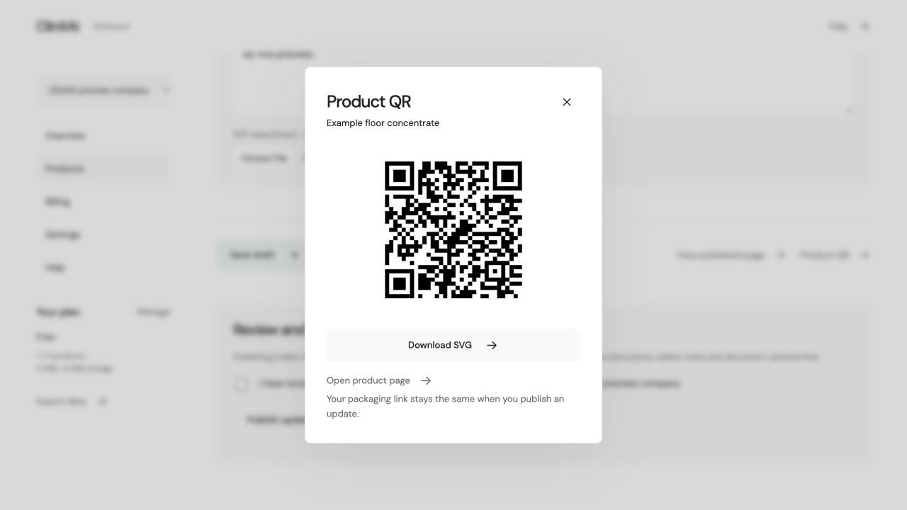 Actual QR download sheet for the fictional local preview product.